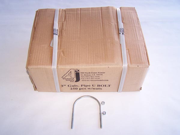  U-Bolt for 2-7/8” Pipe With Nuts, 250 Per Box